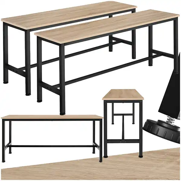 Petit Prix 2 bancs Fairfield Bois clair industriel, Chêne Sonoma TECTAKE
