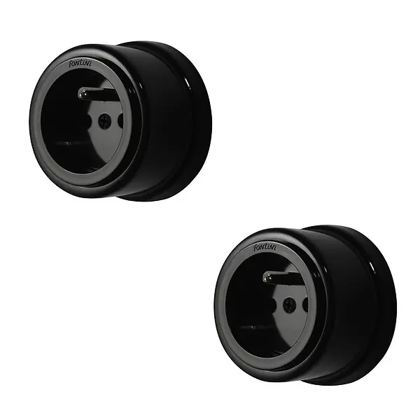 FONTINI Lot de 2 prises Garby en porcelaine noire pour installation encastrée, élégantes et durables Dernière Chance