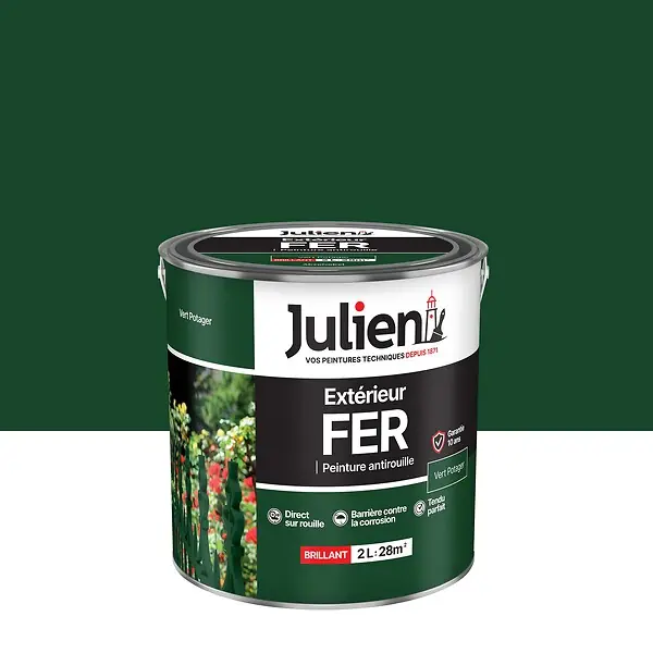 Peinture antirouille métaux ferreux - Vert Potager - 2L JULIEN Prix Choc