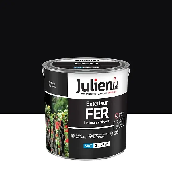 Bon Marché Peinture antirouille pour fer - Noir mat - 2 L JULIEN