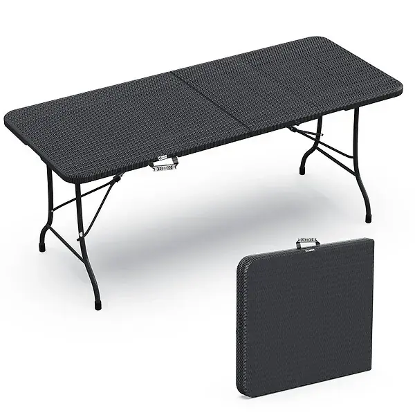 Commander Vite Table de camping pique nique pliable 180cm HDPE polyrotin noire VOUNOT