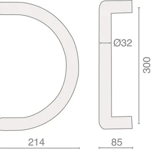 Poignée demi-lune Série 601 inox 32x300mm - HERACLES - B-INOX-PT215 Meilleur Choix