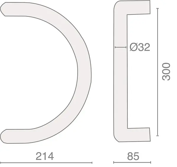 Poignée demi-lune Série 601 inox 32x300mm - HERACLES - B-INOX-PT215 Meilleur Choix