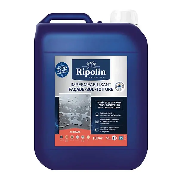 Dernier Modèle Imperméabilisant façade-sol-toiture - Invisible - 5L RIPOLIN