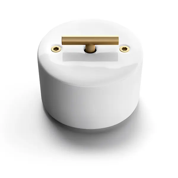 Pas Cher FONTINI Poussoir rotatif métal laiton doré satiné porcelaine blanche DO