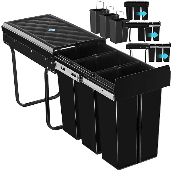 Achetez Aujourd'hui Poubelle de tri ASHLYN 30 L avec 3 compartiments noir TECTAKE