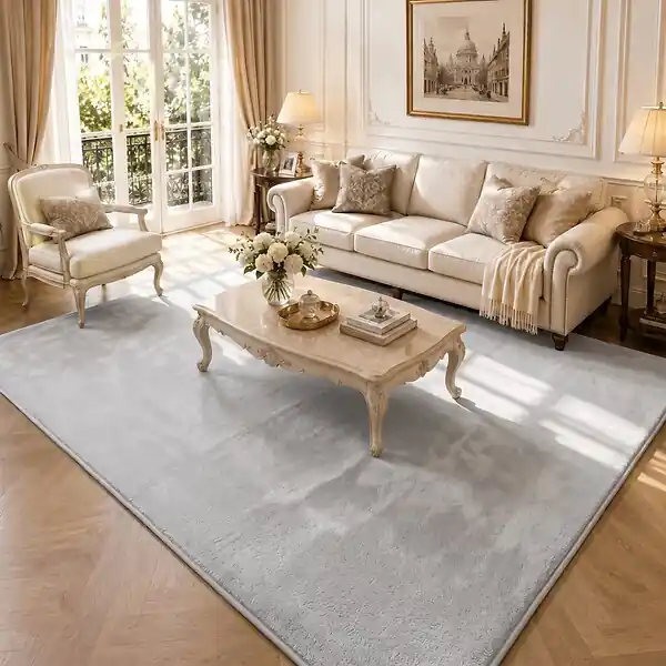 Tapis de salon poils ras doux antiderapant 200x300cm uni gris VOUNOT Livraison Express
