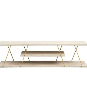 Jusqu'à Épuisement Des Stocks Meuble TV en bois "Canaz" - 120 x 30 x 33 cm - Travertin HABITAT ET JARDIN