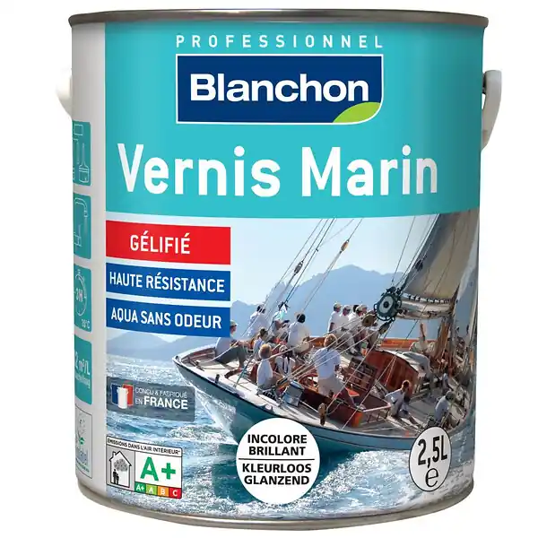 Seulement Aujourd'hui Vernis marin Blanchon incolore 2,5l aspect brillant texture gel résistant aux climats extrêmes et atmosphère marine
