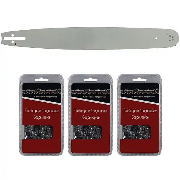 Seulement Aujourd'hui Guide 50 cm (20 pouces) + lot de 3 chaînes 72 maillons - Compatible tronçonneuses HUSQVARNA GT MARKET
