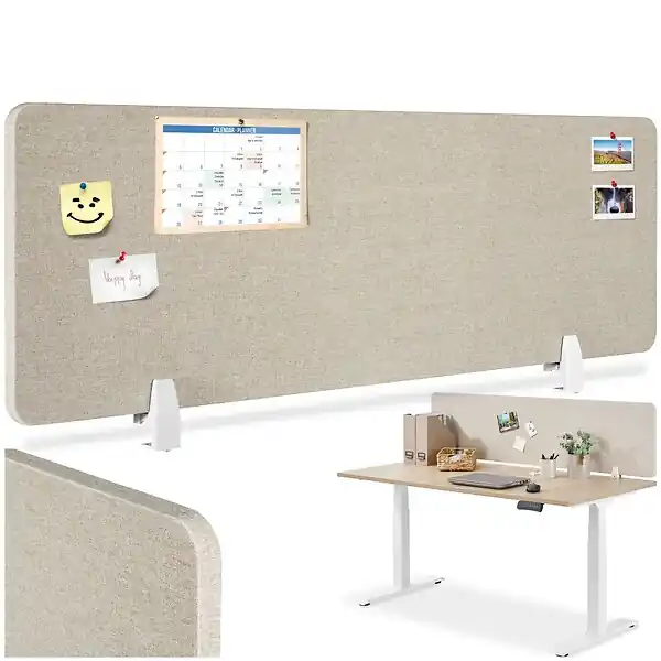 Produit De Marque Cloison de bureau Noisy avec coins arrondis beige TECTAKE