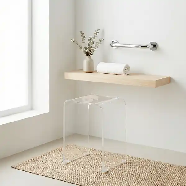 Swiss Aqua Technologies Tabouret de salle de bain PMR antidérapant – sécurité et stabilité, Transparent (SATSTOLPLASTT) Promotion