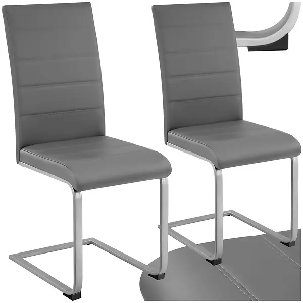Ensemble de 2 chaises de salle à manger aspect cuir ergonomiques gris TECTAKE Certifié