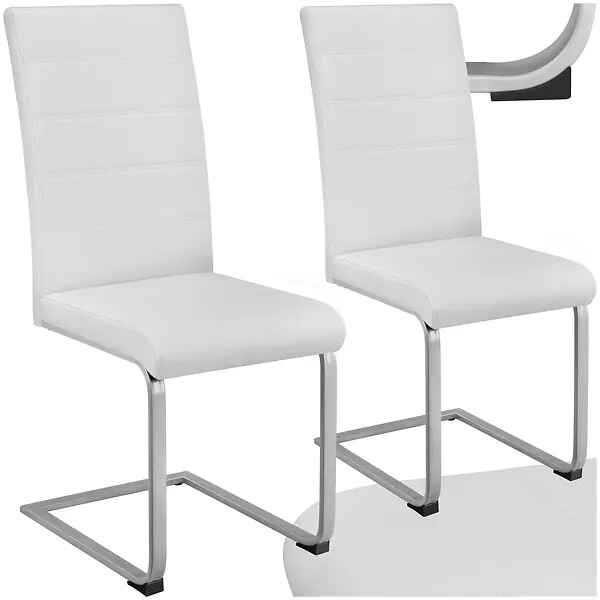 Dernière Chance Ensemble de 2 chaises de salle à manger Rembourrées aspect cuir blanc TECTAKE