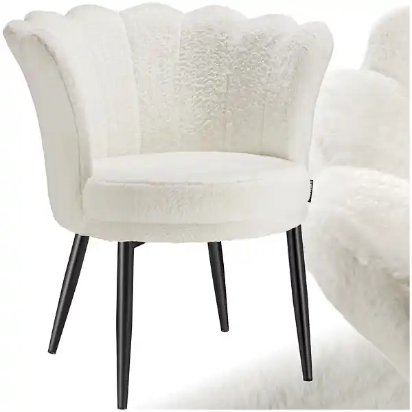 Remise Fauteuil rembourrage épais revêtement fourrure synthétique crème/noir TECTAKE