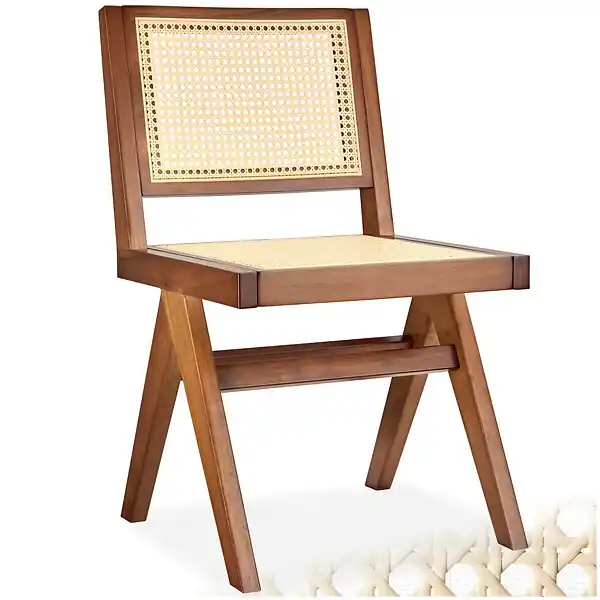 Chaise en bois avec cannage viennois design boho chêne foncé TECTAKE Bon Marché