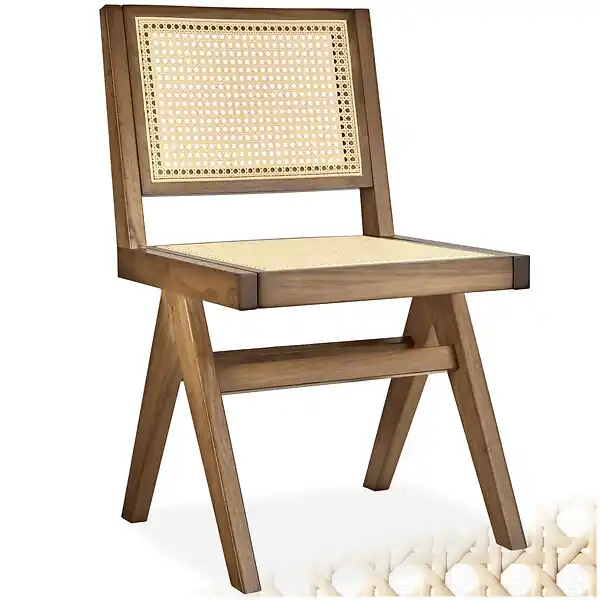 Usine Directe Chaise en bois avec cannage viennois design boho chêne clair TECTAKE