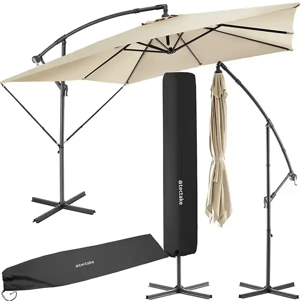 Parasol APOLLON avec manivelle 2,5 x 2,5 m beige TECTAKE Remise