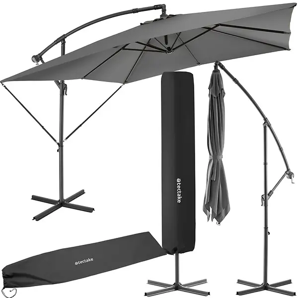 Remise Parasol APOLLON avec manivelle 2,5 x 2,5 m gris clair TECTAKE