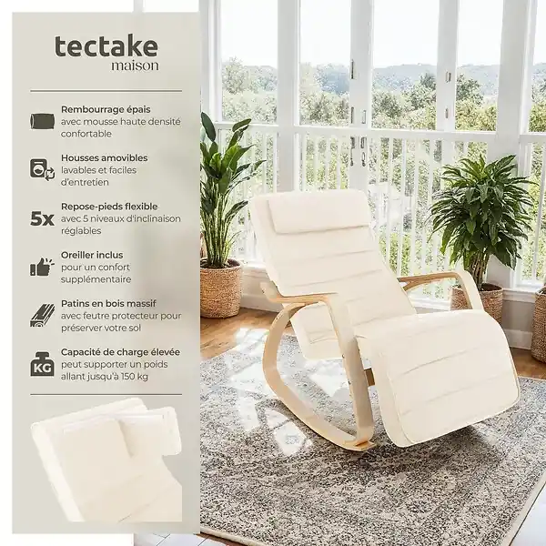 Prix Bas Fauteuil à bascule Onda beige TECTAKE