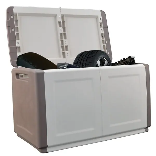 Offre Spéciale Coffre de Rangement Extérieur 230L Malle de Jardin Beige/Taupe 96 x 53 x H57cm Poignées de transport INTEC