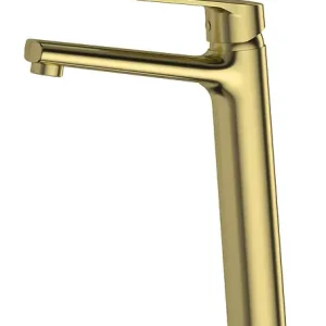 Soldes Robinet mitigeur lavabo laiton Full Or brossé Bec haut ESSEBAGNO