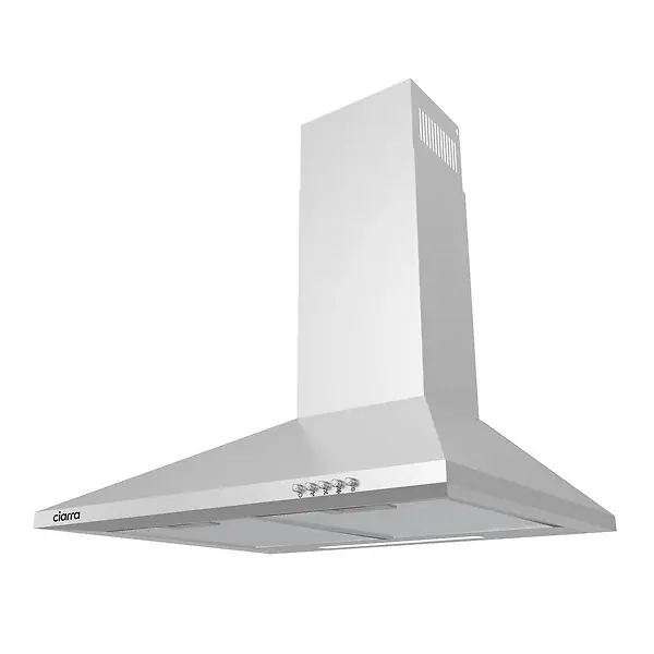Ciarra hotte de cuisine décorative 60cm hotte aspirante murale 370m3h 3 vitesses Classe A évacuation ou recyclage filtre charbon NON INCLUS Acheter Direct