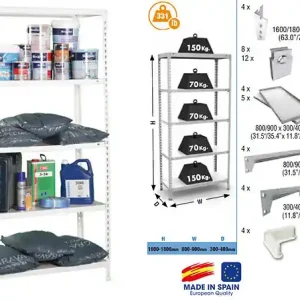 Simonrack - Etagère De Rangement 1800x800x300mm Blanc Charge 70kg - Ecoclick Mini 5/300 SIMON RACK Vente Directe