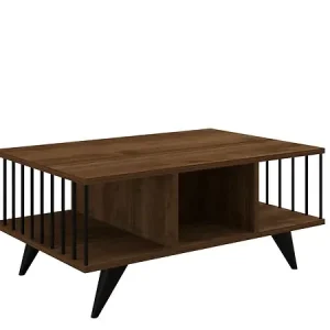 Table basse en bois "Bert" - 90 x 60 x 40 cm - Noyer HABITAT ET JARDIN Quantité Limitée