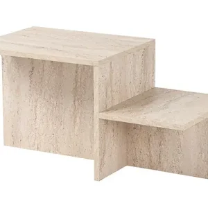 Table basse en bois "Harmony" - 80 x 40 x 40 cm - Travertin HABITAT ET JARDIN Solde