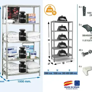 Simonrack - Etagère Confort 2000x1000x300mm Gris Foncé Charge 100kg - Comfort Plus 5/300 SIMON RACK Usine Directe