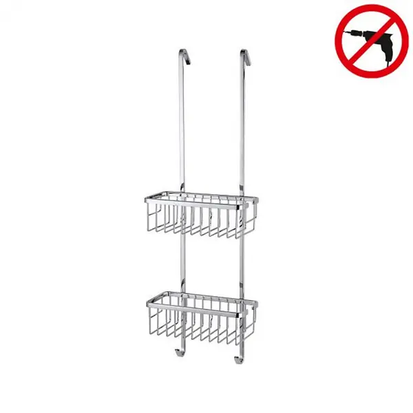 Aluxx Etagère 2 paniers à suspendre 75x25x16,3cm, Aluminium, Chrome, pose facile sans perçage (40204-00000-00) TESA Seulement Aujourd'hui