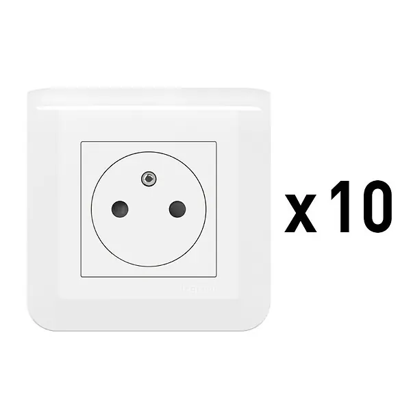 Vente Directe Lot de 10 prises de courant - Blanc - Mosaic 16A LEGRAND