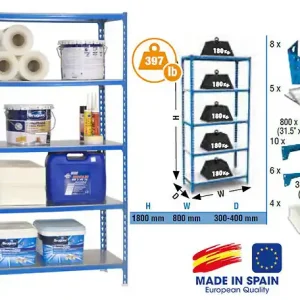SimonRack - Etagère de rangement Simonclick 1800x800x300mm Bleu galva Charge 180Kg - MINI 300 Simon Rack Prix Cassé