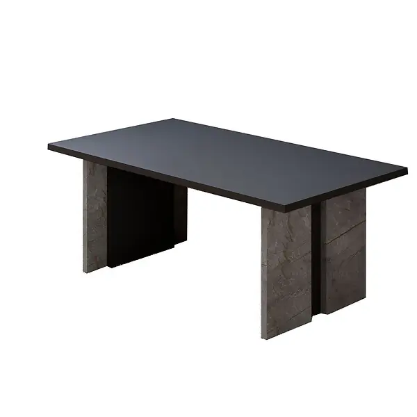 Haute Qualité Table basse en bois "Ravello" - 90 x 50 x 40 cm - Gris anthracite marbré HABITAT ET JARDIN