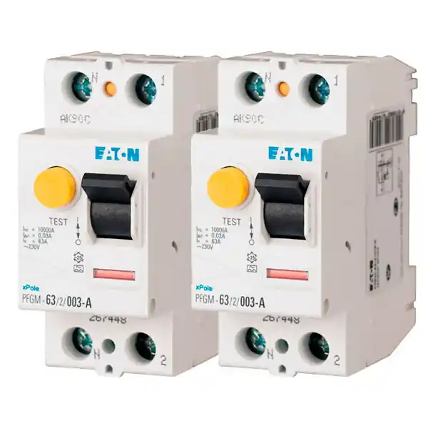 Offre Du Jour EATON Lot de 2 interrupteurs différentiels à vis 63A type A, PFGM, 30mA EATON CAPRI