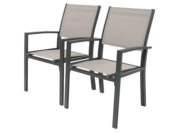 Offre Limitée Fauteuil jardin Alu/Textilène "Tropic" - Phoenix - Taupe - Lot de 2 HABITAT ET JARDIN