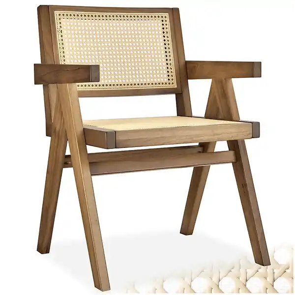 Seulement Aujourd'hui Chaise de salle à manger cannage viennois style boho chêne clair TECTAKE