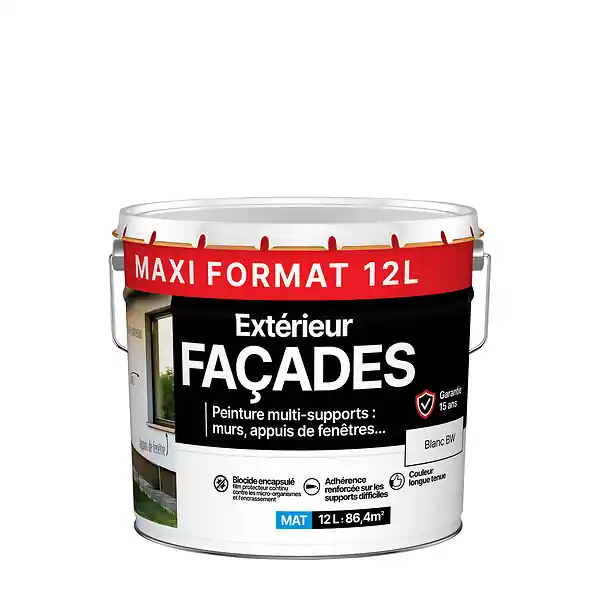 Peinture Extérieure Multi-Supports Façades - Blanc - Mat - 12L JULIEN Commander Maintenant