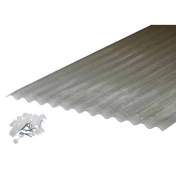 Lot 5 plaques POLYESTER PO 76/18 + 5 kits de fixations Translucide, l.90 cm, L.152cm MCCOVER Expédition Rapide
