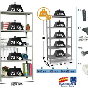 Prix Promo Simonrack - Etagère De Rangement 2000x1000x400mm Gris Foncé Charge 75kg - Advantage Plus 5/400 SIMON RACK