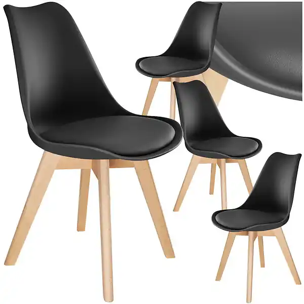 Commander Vite Lot 4 chaises salle à manger style scandinave forme ergonomique noir TECTAKE