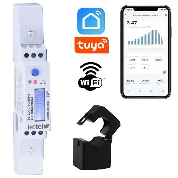 Expédié Aujourd'hui Compteur monophasé multimesure 100A sur TC fourni connecté - LETTEL - MCM1M-1100-CTW