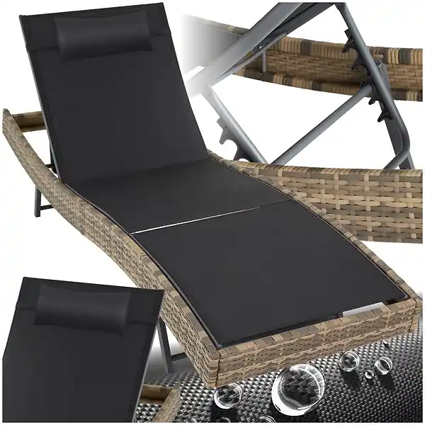 Haute Qualité Bain de soleil en rotin Moana marron naturel TECTAKE
