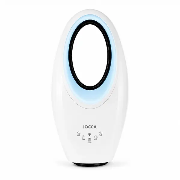 Ventilateur sans pales 65W Télécommande, Oscillation, Minuterie 12h, 3 Vitesses, Éclairage LED 4 Couleurs, 29 x 17 x 57 cm Jocca Livraison Express