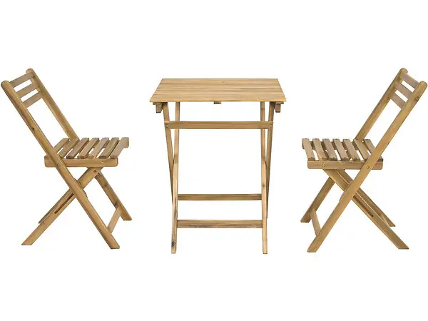 Ensemble table et chaises de jardin "Aldo" en bois - 2 places - Marron HABITAT ET JARDIN Commander Maintenant