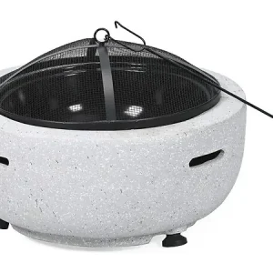 Acheter En Ligne Brasero en pierre "Volkan" - 60 x 60 x 40 cm - Blanc HABITAT ET JARDIN