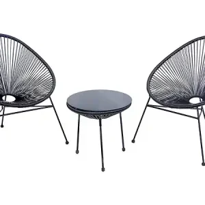 Soldes Salon de jardin acapulco en métal "Odea" - 2 places - Noir HABITAT ET JARDIN