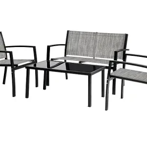 Salon de jardin bas "Lino" - 4 places - Gris HABITAT ET JARDIN Commander Maintenant