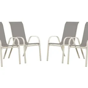 Meilleur Prix Fauteuil jardin Textilène "Cordoba" - Phoenix - Gris clair - Lot de 4 HABITAT ET JARDIN